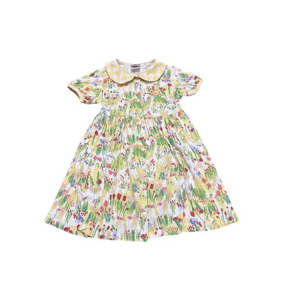 Vtg The Disney Store Winnie The Pooh Girl Dress Floral Sz 7-8 Button Dress - Picture 1 of 10